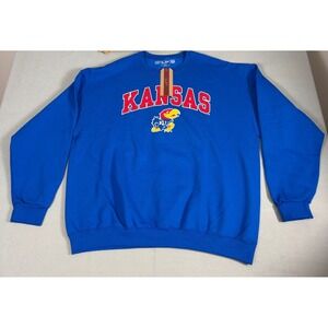 Oversized The Victory Kansas Jayhawks Crewneck Sweatshirt Blue XXL NCAA 0478